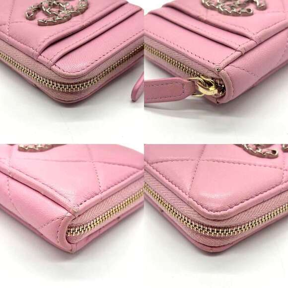 CHANEL Authentic Pink Lambskin Leather Wallet